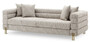 Casa Padrino Luxus Sofa mit Kissen Beige / Messingfarben 230 x 97 x H. 69 cm - Wohnzimmer Sofa - Hotel Sofa - Luxus M�bel