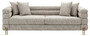 Casa Padrino Luxus Sofa mit Kissen Beige / Messingfarben 230 x 97 x H. 69 cm - Wohnzimmer Sofa - Hotel Sofa - Luxus M�bel