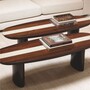 Casa Padrino Luxus Mahagoni Couchtisch Hochglanz Braun / Beige 140 cm - Wohnzimmer M�bel