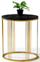 Casa Padrino Luxus Beistelltisch Gold / Schwarz  47 x H. 50 cm - Runder Tisch mit Marmorplatte - Wohnzimmer M�bel 