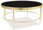 Casa Padrino Luxus Couchtisch Matt Gold / Schwarz  82 x H. 40 cm - Runder Wohnzimmertisch mit Glasplatte - Wohnzimmer M�bel