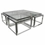 Casa Padrino Couchtisch mit 4 herausziehbaren Beistelltischen Silber 120 cm