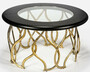 Casa Padrino Luxus Couchtisch Schwarz / Messingfarben  100 x H. 45 cm - Runder Wohnzimmertisch mit Glasplatte - Luxus Wohnzimmer M�bel 