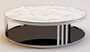 Casa Padrino Luxus Couchtisch Silber / Wei� / Schwarz  115 x H. 33 cm - Runder Wohnzimmertisch mit Marmorplatte und get�nter Glasplatte - Luxus M�bel