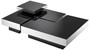 Casa Padrino Luxus Couchtisch Set Silber / Schwarz - 2 L-f�rmige Wohnzimmertische mit 2 quadratischen Tabletts - Wohnzimmer M�bel - Luxus Kollektion