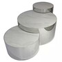 Casa Padrino Luxus Couchtisch Set Silber / Wei� 130 x 80 x H. 50 cm - 3 Runde Wohnzimmertische mit Porzellanplatten