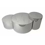 Casa Padrino Luxus Couchtisch Set Silber / Wei� 130 x 80 x H. 50 cm - 3 Runde Wohnzimmertische mit Porzellanplatten