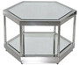 Casa Padrino Luxus Couchtisch Silber 60 x 52 x H. 36 cm - 6 eckiger Metall Wohnzimmertisch mit Glasplatten - Wohnzimmer M�bel - Luxus M�bel 