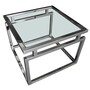 Casa Padrino Luxus Couchtisch Silber 65 x 65 x H. 50 cm - Quadratischer Edelstahl Wohnzimmertisch mit Glasplatte 