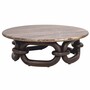 Casa Padrino Luxus Couchtisch mit Travertin Tischplatte Braun / Dunkelbraun  110 cm