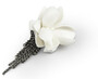 Casa Padrino Luxus Damen Brosche Orchidee Matt Wei� / Silber - Ruthenium Silber Brosche mit feinstem spanischen Porzellan - Hochwertiger Damenschmuck