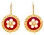 Casa Padrino Luxus Damen Ohrringe Gold / Rot / Wei� - Handgefertigte vergoldete Ohrringe mit edler Emaille - Luxus Damenschmuck