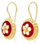 Casa Padrino Luxus Damen Ohrringe Gold / Rot / Wei� - Handgefertigte vergoldete Ohrringe mit edler Emaille - Luxus Damenschmuck