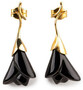 Casa Padrino Luxus Damen Ohrringe Schwarz / Gold - 18 Karat vergoldete Sterlingsilber Ohrringe mit feinstem spanischen Porzellan - Damen Ohrschmuck - Hochwertiger Damenschmuck 