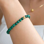 Casa Padrino Luxus Damen Malachit Perlen Armband mit Goldperle Gr�n / Gold - Hochwertiger Malachit & 19,2 Karat Gold Damenschmuck - Damen Armschmuck - Luxus Qualit�t
