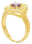 Casa Padrino Luxus Damenring Gold / Lila - Handgefertigter vergoldeter Ring mit Edelstein - Luxus Damenschmuck
