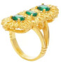 Casa Padrino Luxus Damenring Gold / Gr�n - Handgefertigter vergoldeter Ring mit 3 Edelsteinen - Luxus Damenschmuck