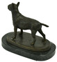 Casa Padrino Luxus Deko Bronzefigur Bullterrier Hund Bronzefarben / Schwarz 19 x 10 x H. 15 cm - Bronze Skulptur mit Marmorsockel - Dekofigur - Deko Accessoires