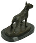 Casa Padrino Luxus Deko Bronzefigur Bullterrier Hund Bronzefarben / Schwarz 19 x 10 x H. 15 cm - Bronze Skulptur mit Marmorsockel - Dekofigur - Deko Accessoires