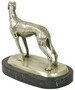 Casa Padrino Luxus Deko Bronzefigur Windhund Silber / Schwarz 22 x 13 x H. 19 cm - Bronze Skulptur mit Marmorsockel - Dekofigur - Deko Accessoires