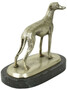 Casa Padrino Luxus Deko Bronzefigur Windhund Silber / Schwarz 22 x 13 x H. 19 cm - Bronze Skulptur mit Marmorsockel - Dekofigur - Deko Accessoires