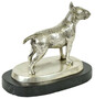 Casa Padrino Luxus Deko Bronzefigur Bullterrier Hund Silber / Schwarz 19 x 10 x H. 15 cm - Bronze Skulptur mit Marmorsockel - Dekofigur - Deko Accessoires
