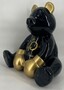 Casa Padrino Luxus Deko Figur Boxer Teddyb�r Schwarz / Gold 50 cm - Deko Skulptur