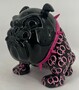 Casa Padrino Luxus Deko Figur Hund Bulldogge Schwarz / Pink 20 cm - Deko Skulptur