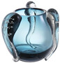 Casa Padrino Luxus Deko Glas Vase Blau  23 x H. 24 cm - Elegante mundgeblasene Blumenvase - Luxus Deko Accessoires
