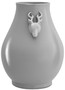 Casa Padrino Luxus Deko Vase Rehkopf Grau  33 x H. 49 cm - Runde Porzellan Blumenvase - Luxus Qualit�t