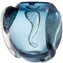 Casa Padrino Luxus Deko Glas Vase Blau  32 x H. 28 cm - Elegante mundgeblasene Blumenvase - Luxus Deko Accessoires