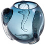 Casa Padrino Luxus Deko Glas Vase Blau  32 x H. 28 cm - Elegante mundgeblasene Blumenvase - Luxus Deko Accessoires