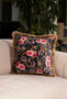 Casa Padrino Luxus Deko Kissen Barock Blumen Design Blau / Mehrfarbig / Braun 45 x 45 cm - Bedrucktes Samt Kissen mit Fransen - Deko Accessoires