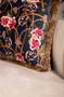Casa Padrino Luxus Deko Kissen Barock Blumen Design Blau / Mehrfarbig / Braun 45 x 45 cm - Bedrucktes Samt Kissen mit Fransen - Deko Accessoires
