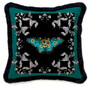 Casa Padrino Luxus Deko Kissen Schmetterling & Blumen Mehrfarbig / Schwarz 45 x 45 cm - Bedrucktes Samt Kissen mit Fransen - Luxus Deko Accessoires