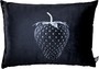 Casa Padrino Luxus Deko Kissen Strawberry mit Bling Bling Glitzersteinen Schwarz / Silber 35 x 55 cm - Feinster Samtstoff - Luxus Deko Accessoires 