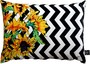 Casa Padrino Luxus Deko Kissen Virginia Sunflowers Schwarz / Wei� / Mehrfarbig 35 x 55 cm - Feinster Samtstoff - Wohnzimmer Kissen 