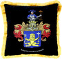Casa Padrino Luxus Deko Kissen Wappen Freiherr Schertel von Burtenbach Schwarz / Gold 