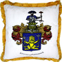 Casa Padrino Luxus Deko Kissen Wappen Freiherr Schertel von Burtenbach Wei� / Gold 