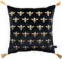 Casa Padrino Luxus Deko Kissen mit Troddeln Bees Schwarz / Gold 45 x 45 cm - Feinster Samtstoff - Luxus Deko Accessoires 