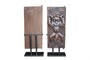 Casa Padrino Luxus Deko Objekt Braun 47 x 16,5 x H. 121 cm - 2er Set geschnitzte Deko T�ren aus Holz im Finish Pampas Nut - Luxus Deko Accessoires