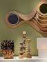 Casa Padrino Luxus Deko Objekt Cremewei� / Braun  11 x H. 62,7 cm - Hohe Skulptur Strata aus Kunstharz und Sand - Luxus Deko Accessoires