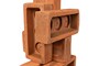 Casa Padrino Luxus Deko Objekt Naturfarben 30 x 22 x H. 61 cm - Skulpturales Objekt aus Terrakotta-Ziegeln und unbehandeltem Messing - Luxus Deko Accessoires