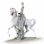Casa Padrino Luxus Deko Porzellan Skulptur Frau auf Pferd H. 45 cm - Handgefertigt