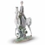 Casa Padrino Luxus Deko Porzellan Skulptur Frau auf Pferd H. 45 cm - Handgefertigt