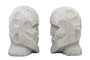 Casa Padrino Luxus Deko Skulptur Kopf Sandfarben 39 x 39 x H. 63 cm - Monumentaler Kopf aus massivem Sandstein - Luxus Deko Accessoires