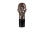 Casa Padrino Luxus Deko Skulptur Muschelform Bronze / Schwarz 15,5 x 20 x H. 41 cm - Geschwungene Skulptur in Bronze-Optik auf schwarzem Sockel - Luxus Deko Accessoires