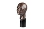 Casa Padrino Luxus Deko Skulptur Muschelform Bronze / Schwarz 15,5 x 20 x H. 41 cm - Geschwungene Skulptur in Bronze-Optik auf schwarzem Sockel - Luxus Deko Accessoires