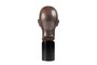 Casa Padrino Luxus Deko Skulptur Muschelform Bronze / Schwarz 15,5 x 20 x H. 41 cm - Geschwungene Skulptur in Bronze-Optik auf schwarzem Sockel - Luxus Deko Accessoires
