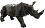 Casa Padrino Luxus Deko Skulptur Nashorn Schwarz 210 x 62 x H. 90 cm - Riesige Gartenskulptur - Lebensgro�e Skulptur - XXL Deko Skulptur - XXL Deko Figur - XXL Tierfigur - Luxus Garten Deko 